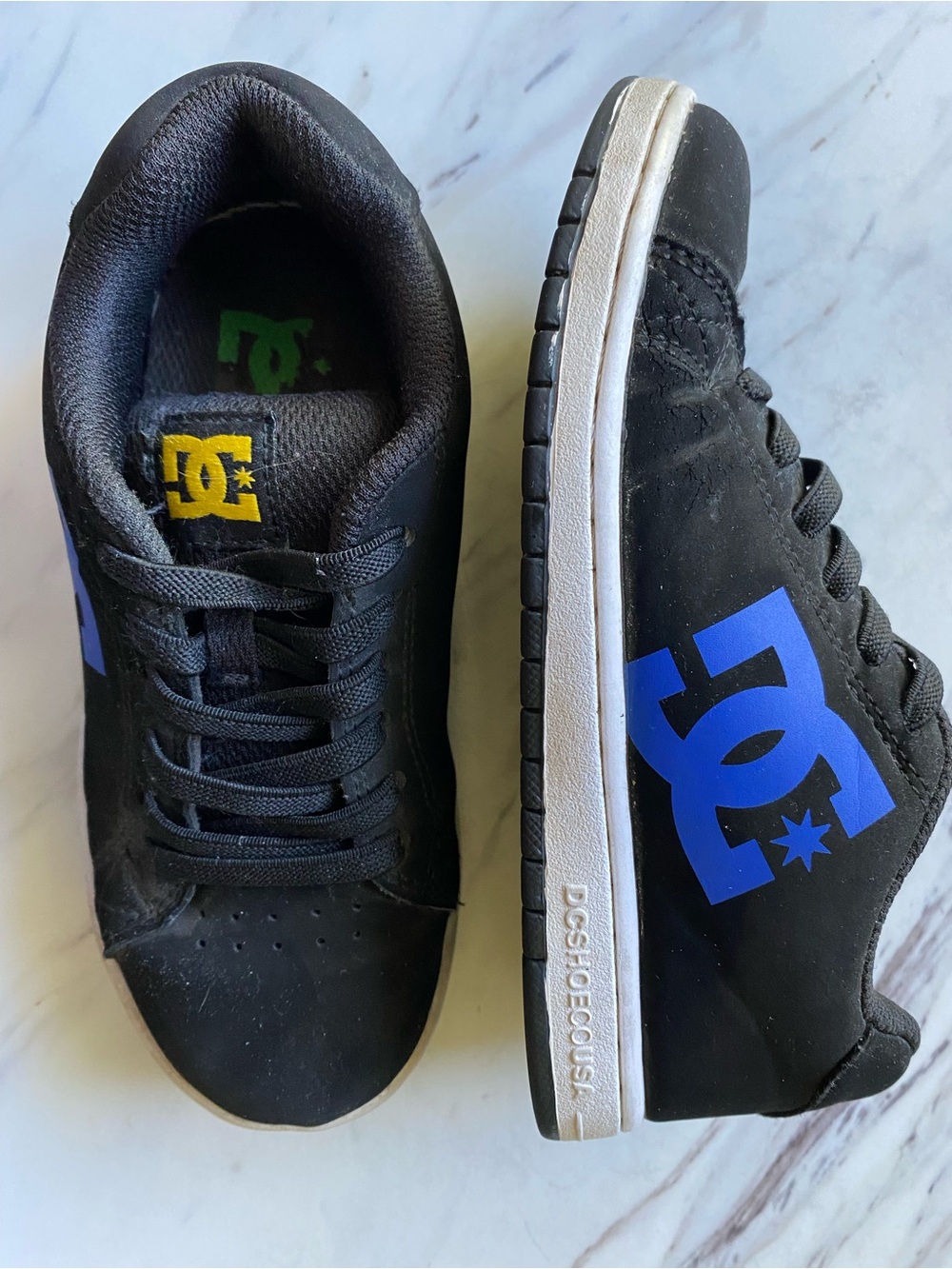 DC Kids Black Sneakers with Blue Logo
